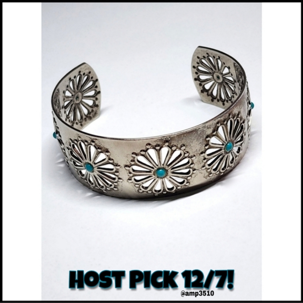 Vintage Taxco Sterling Silver+Turquoise Cuff Bracelet